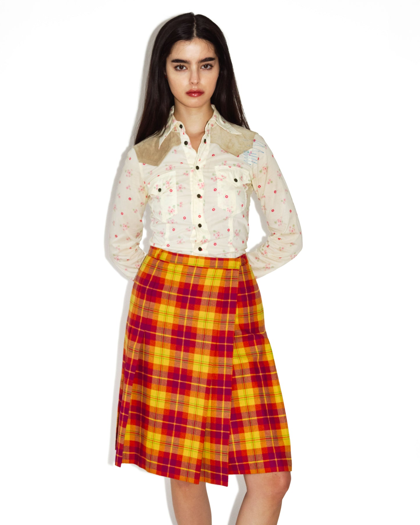 Dsquared2 western shirt with suede detailing