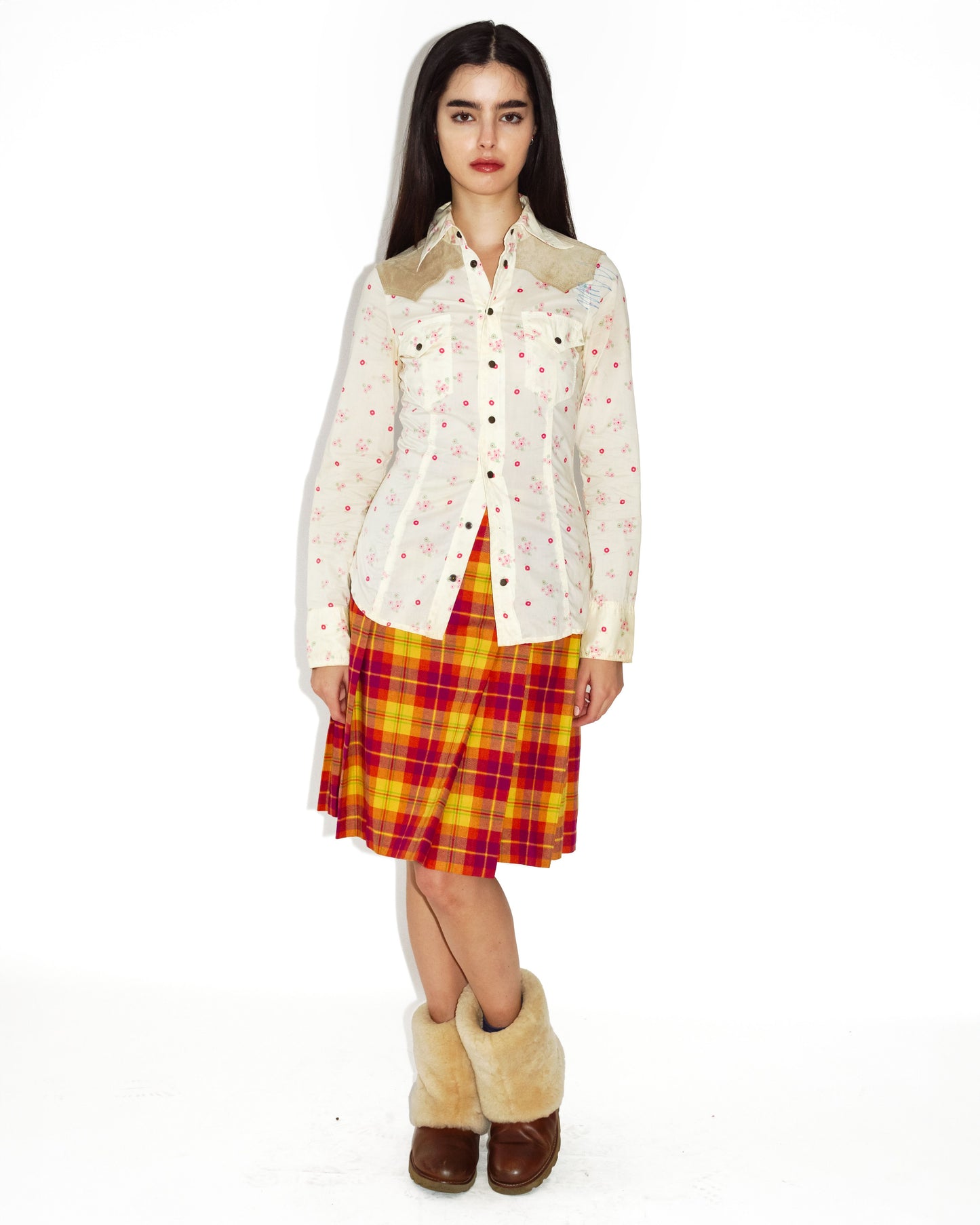 Dsquared2 western shirt with suede detailing
