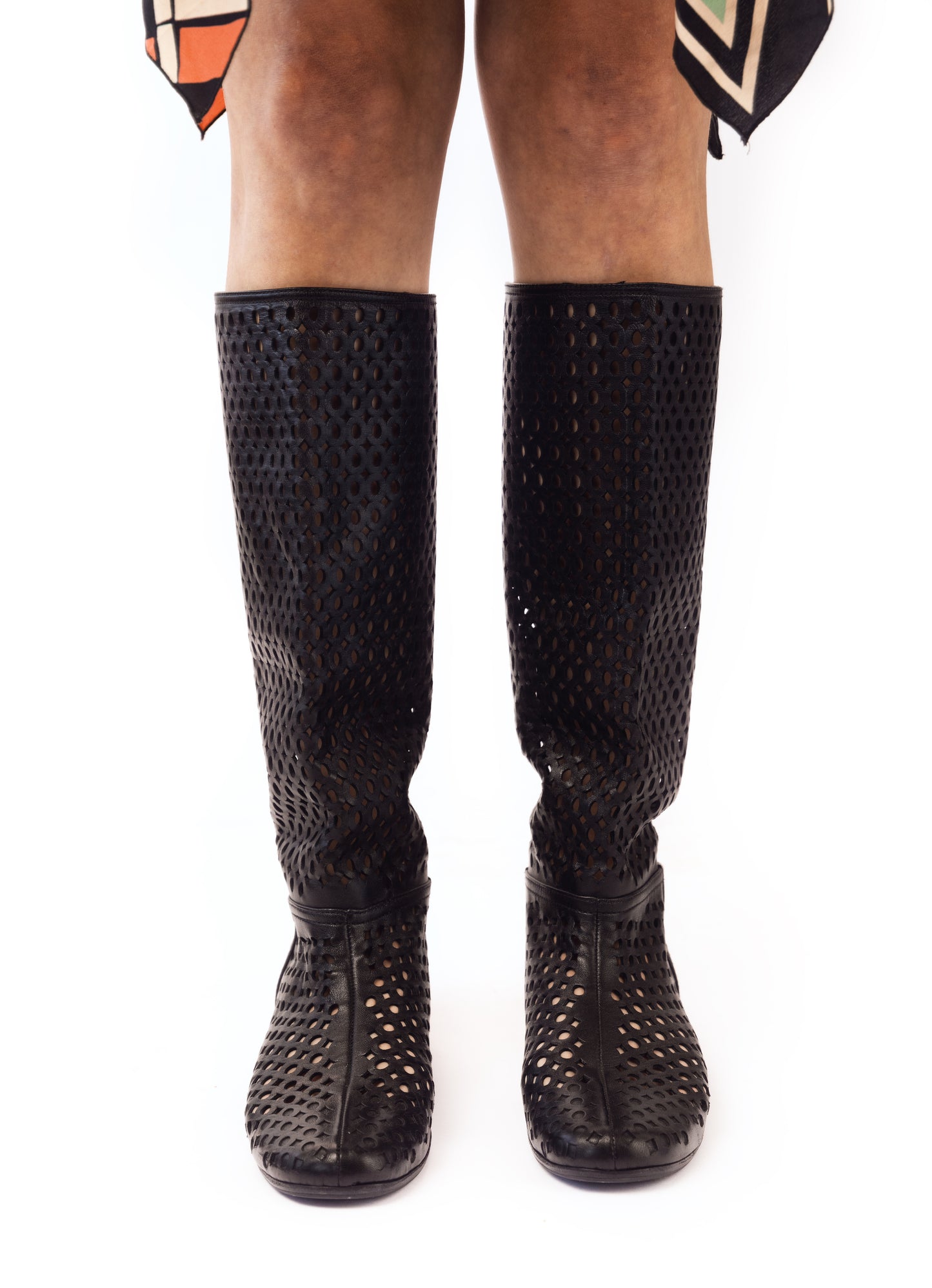 Vintage Prada leather perforated boots